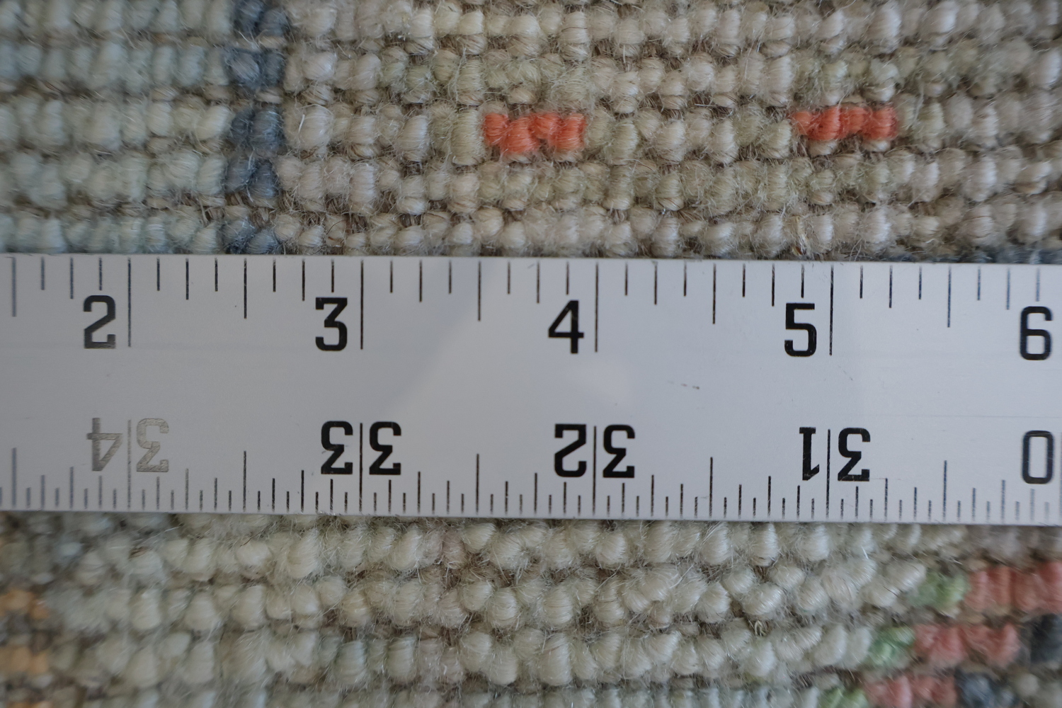 Vegetable Dye Blue and Coral Oushak Turkish Runner Rug 3x9 ft