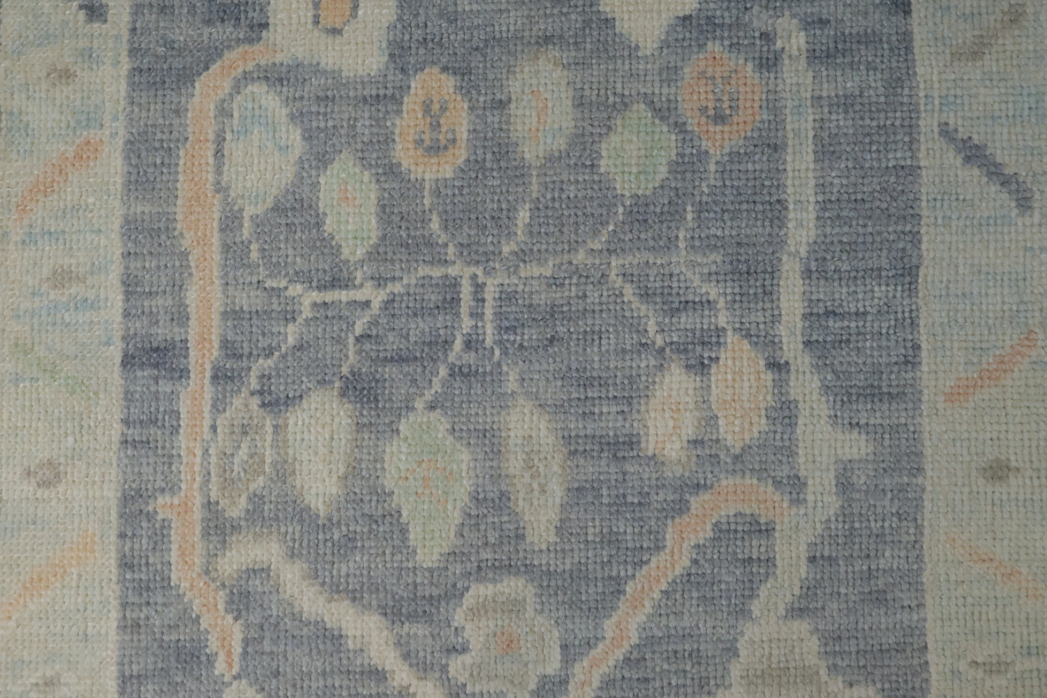 Pale Blue Vegetable Dye Oushak Turkish Runner Rug 3x10 ft