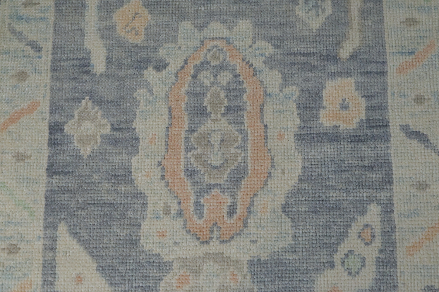 Pale Blue Vegetable Dye Oushak Turkish Runner Rug 3x10 ft