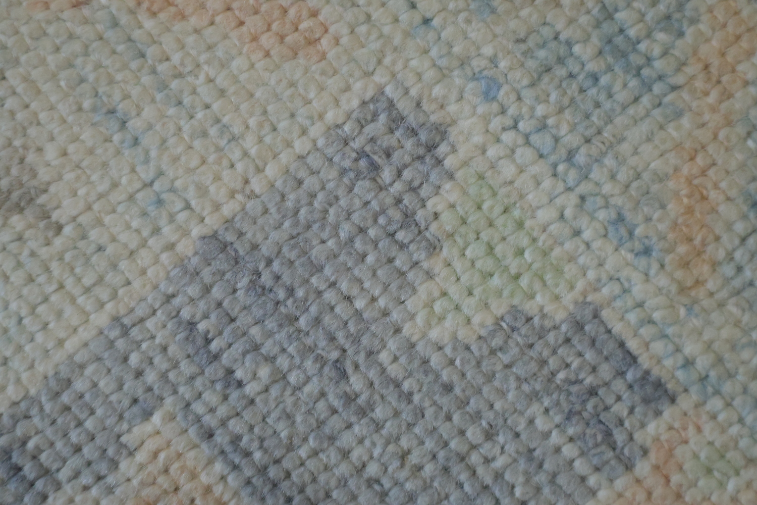 Pale Blue Vegetable Dye Oushak Turkish Runner Rug 3x10 ft