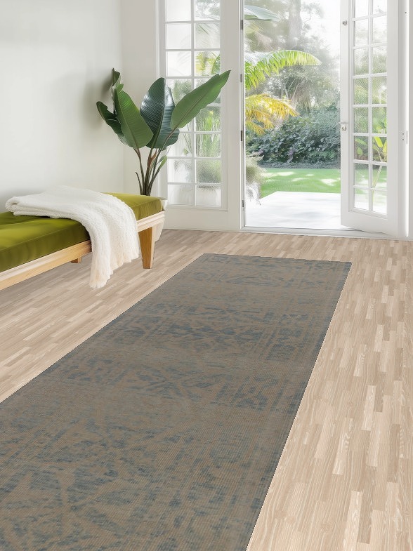 Vegetable Dye Wool Oushak Turkish Runner Rug 3x17