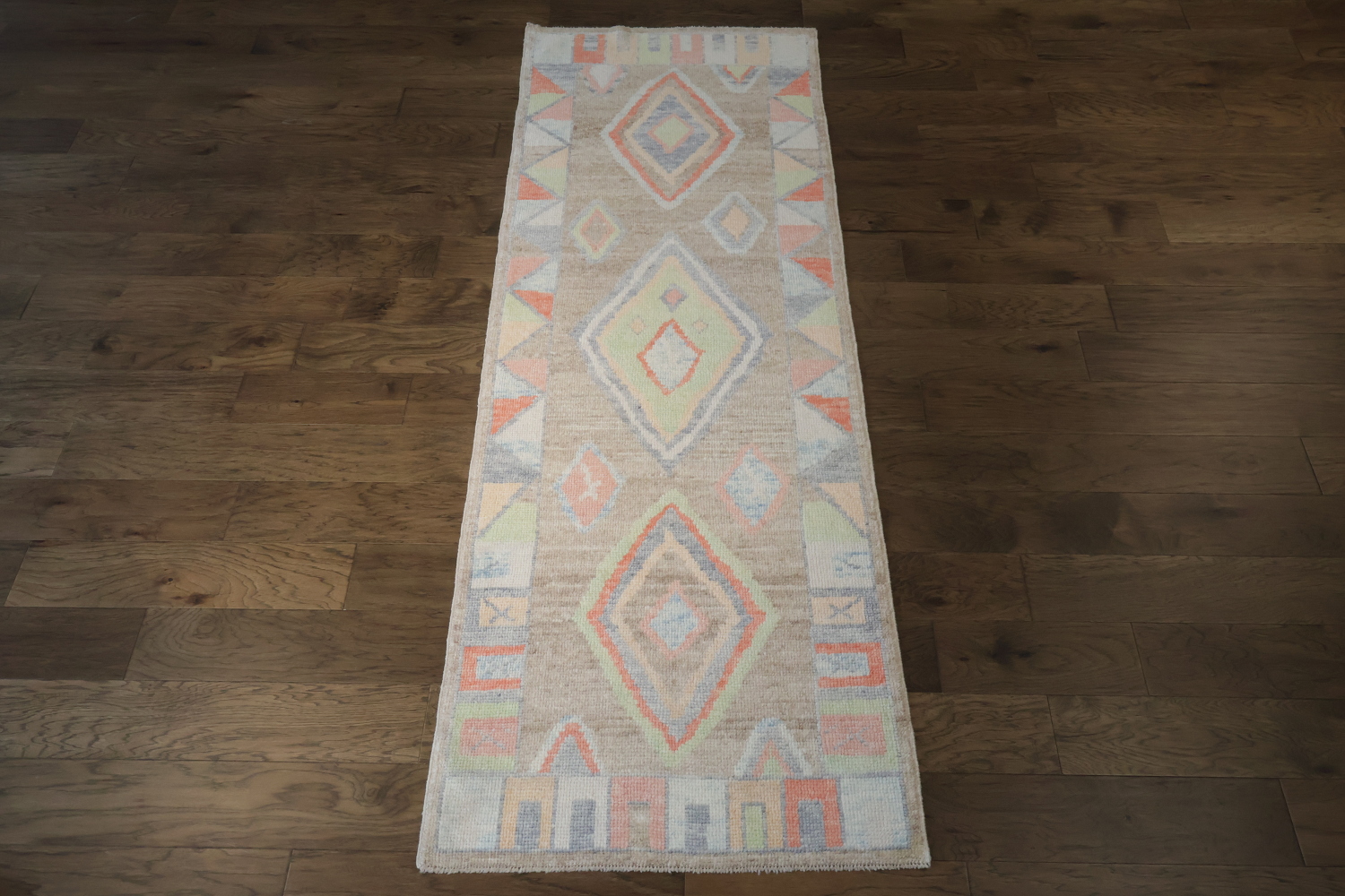 Vegetable Dye Pastel Oushak Turkish Runner Rug 3x9 ft