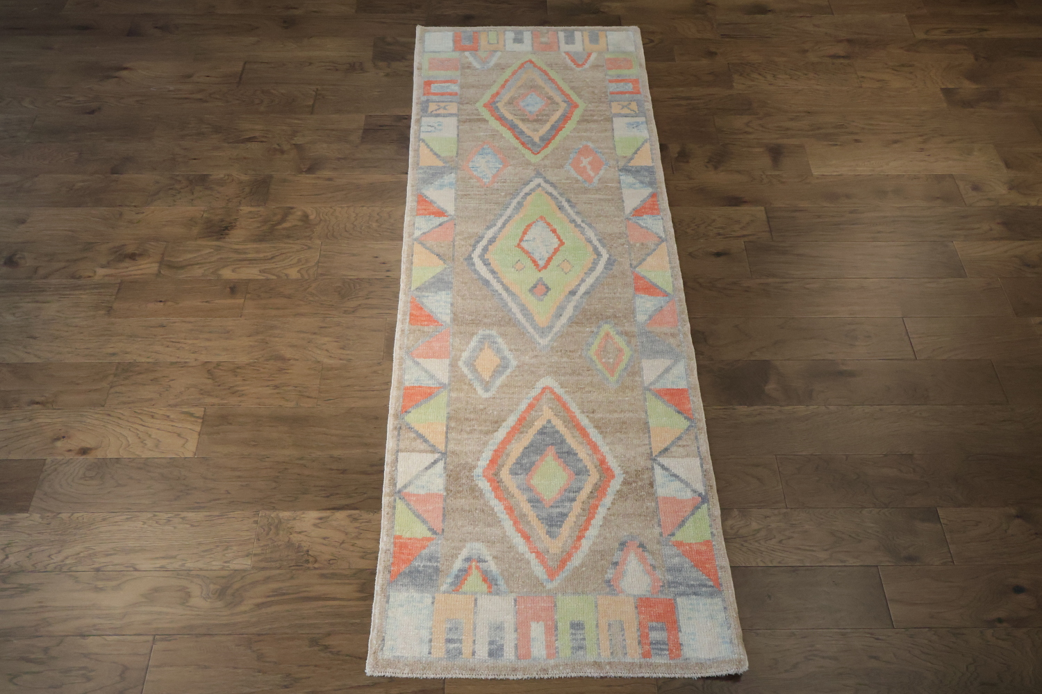Vegetable Dye Pastel Oushak Turkish Runner Rug 3x9 ft