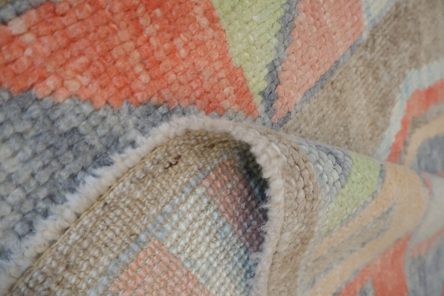 Vegetable Dye Pastel Oushak Turkish Runner Rug 3x9 ft