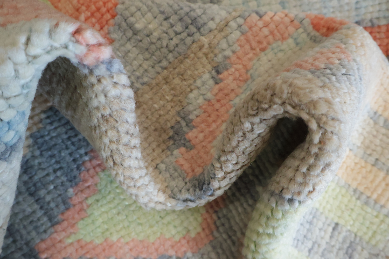 Vegetable Dye Pastel Oushak Turkish Runner Rug 3x9 ft