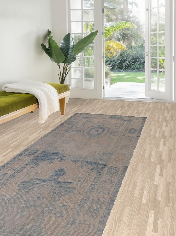 Vegetable Dye Wool Oushak Turkish Runner Rug 3x17
