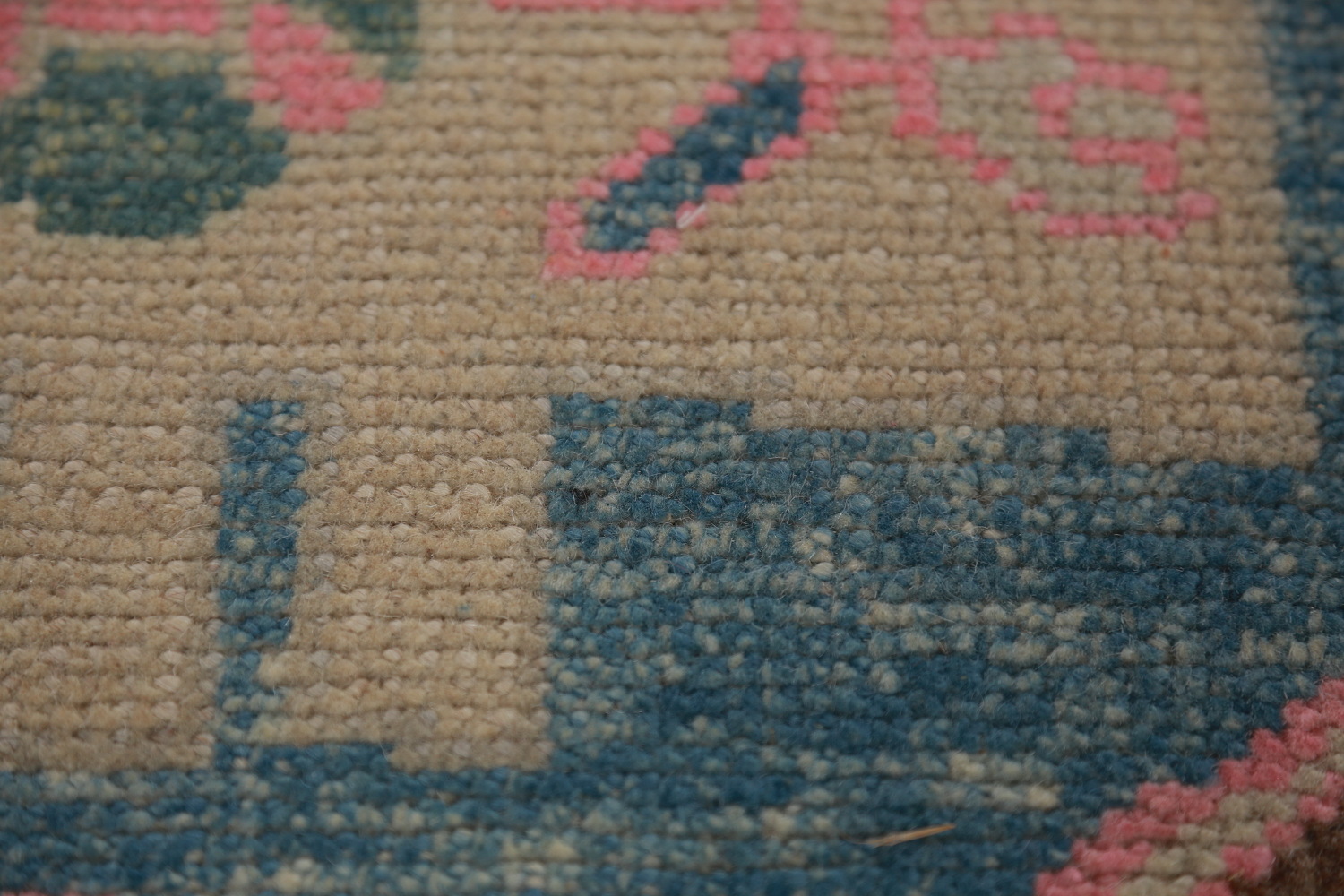 Brown Geometric Oushak Vegetable Dye Runner Rug 3x16
