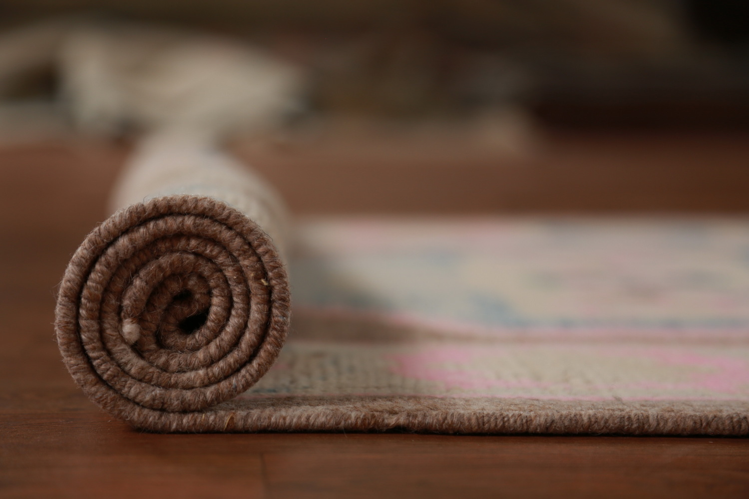 Brown Geometric Oushak Vegetable Dye Runner Rug 3x16