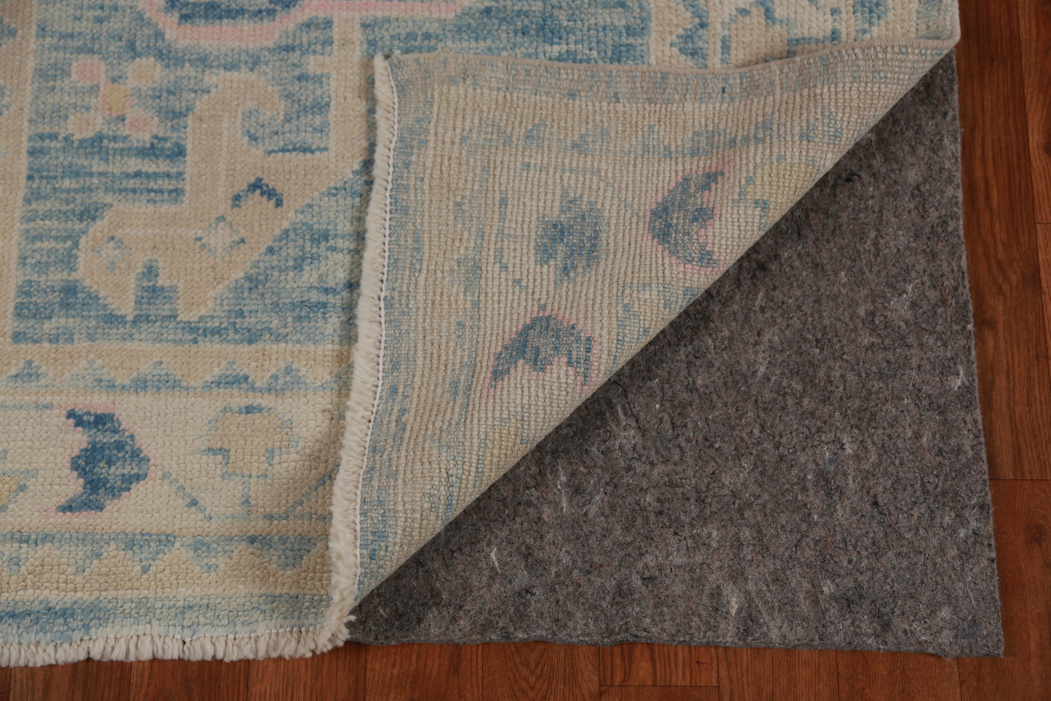 Vegetable Dye Blue Oushak Turkish Runner Rug 3x12