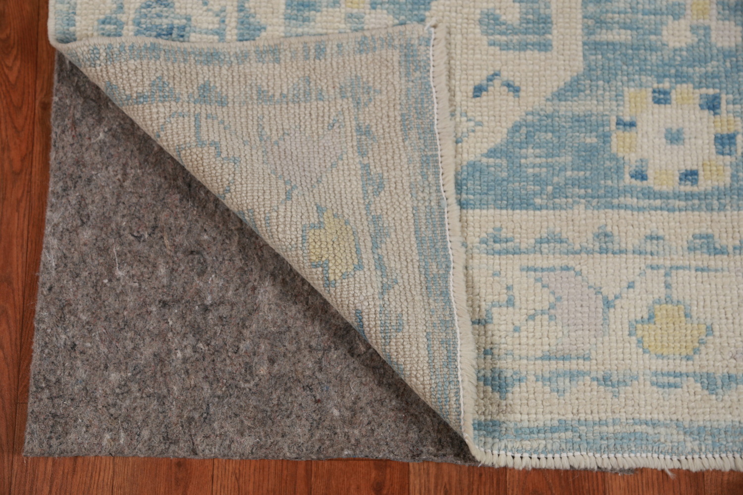 Vegetable Dye Blue Oushak Turkish Runner Rug 3x13