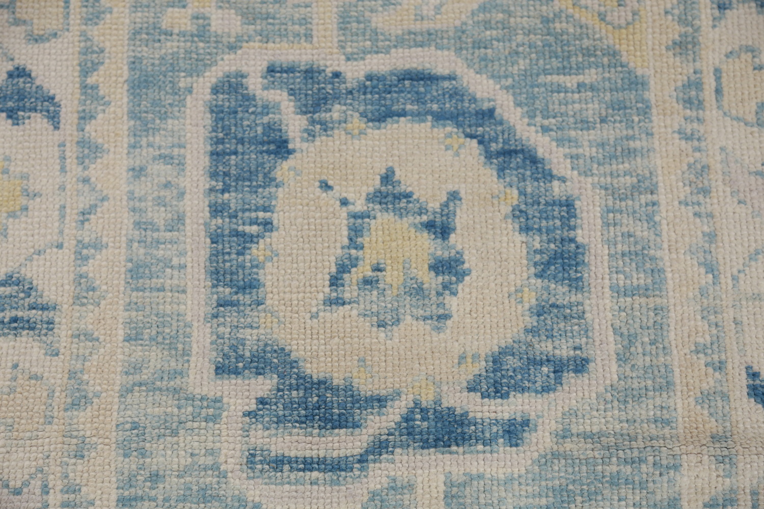Vegetable Dye Blue Oushak Turkish Runner Rug 3x13