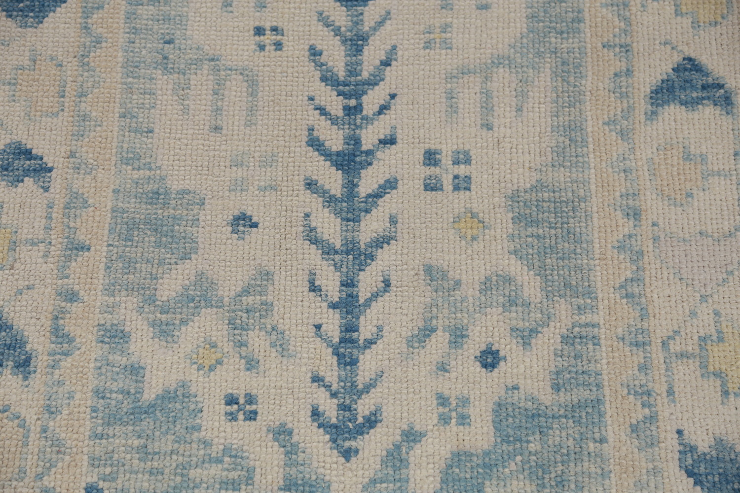 Vegetable Dye Blue Oushak Turkish Runner Rug 3x13
