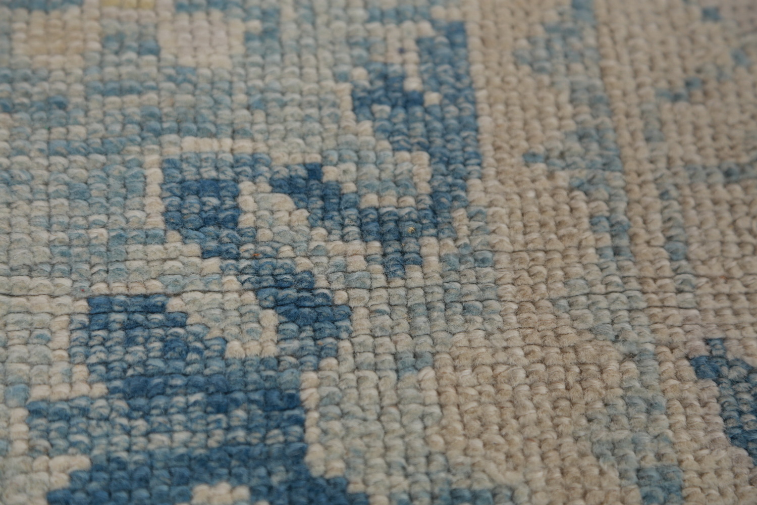 Vegetable Dye Blue Oushak Turkish Runner Rug 3x13