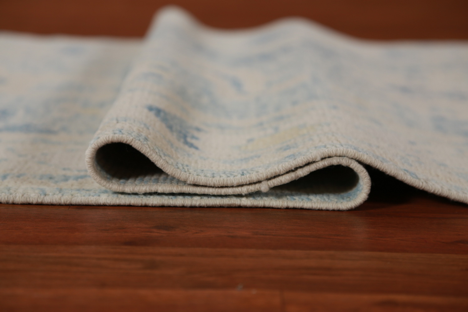 Vegetable Dye Blue Oushak Turkish Runner Rug 3x13