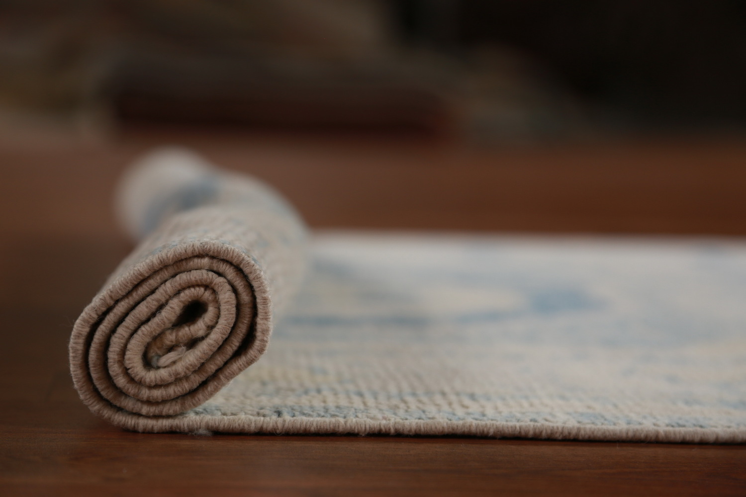 Vegetable Dye Blue Oushak Turkish Runner Rug 3x13