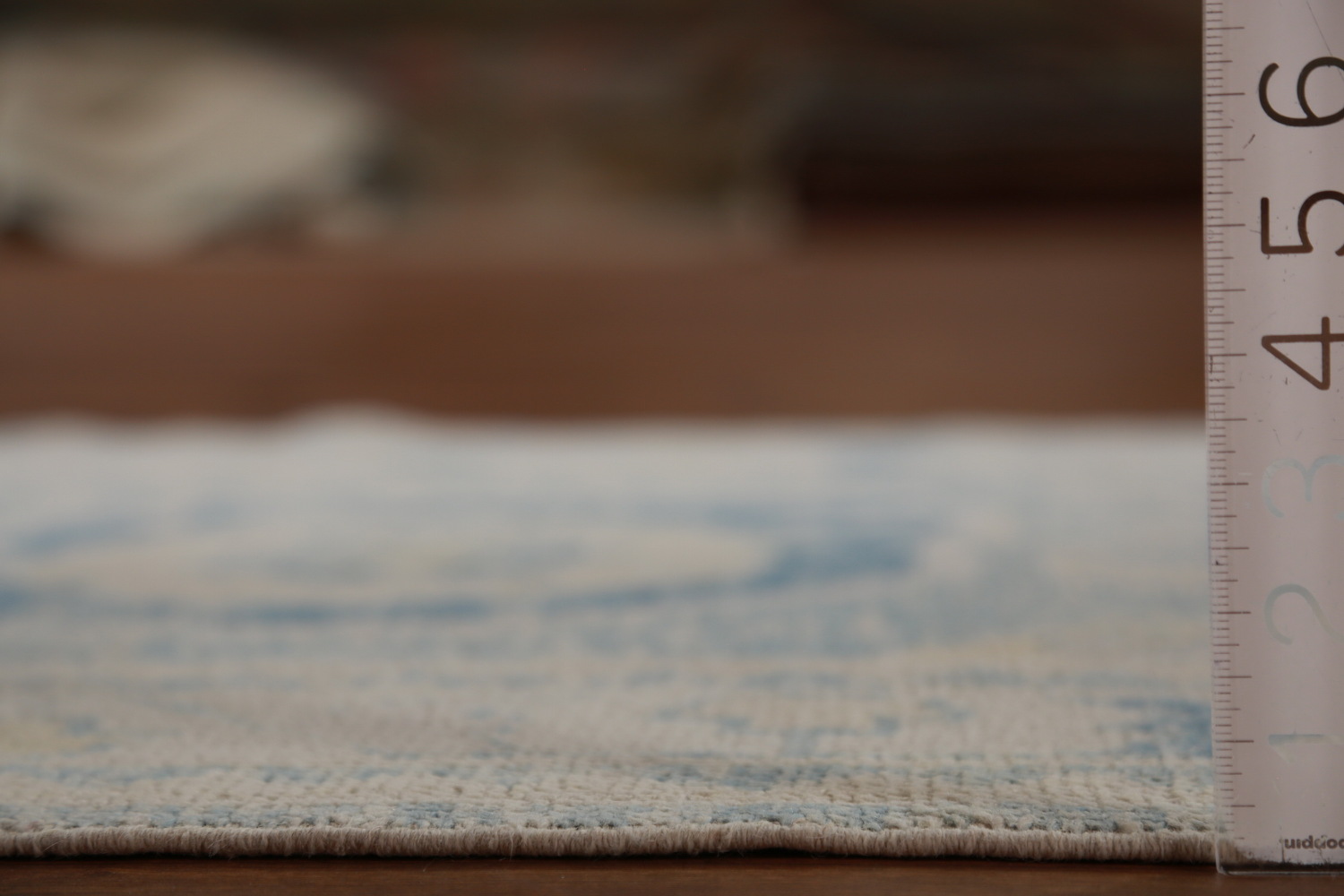 Vegetable Dye Blue Oushak Turkish Runner Rug 3x13