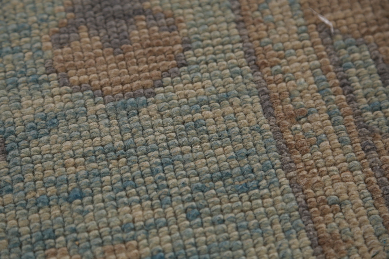 Light Blue Floral Oushak Vegetable Dye Runner Rug 3x17