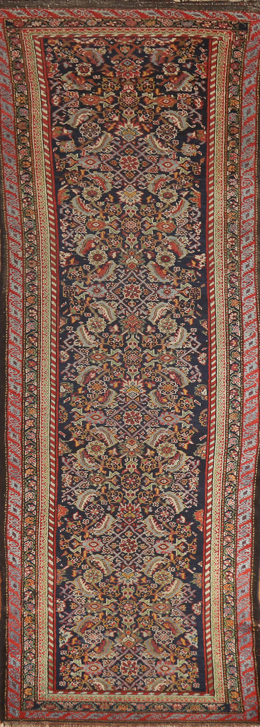 Pre-1900 Antique Vegetable Dye Malayer Persian Runner Rug 3x13