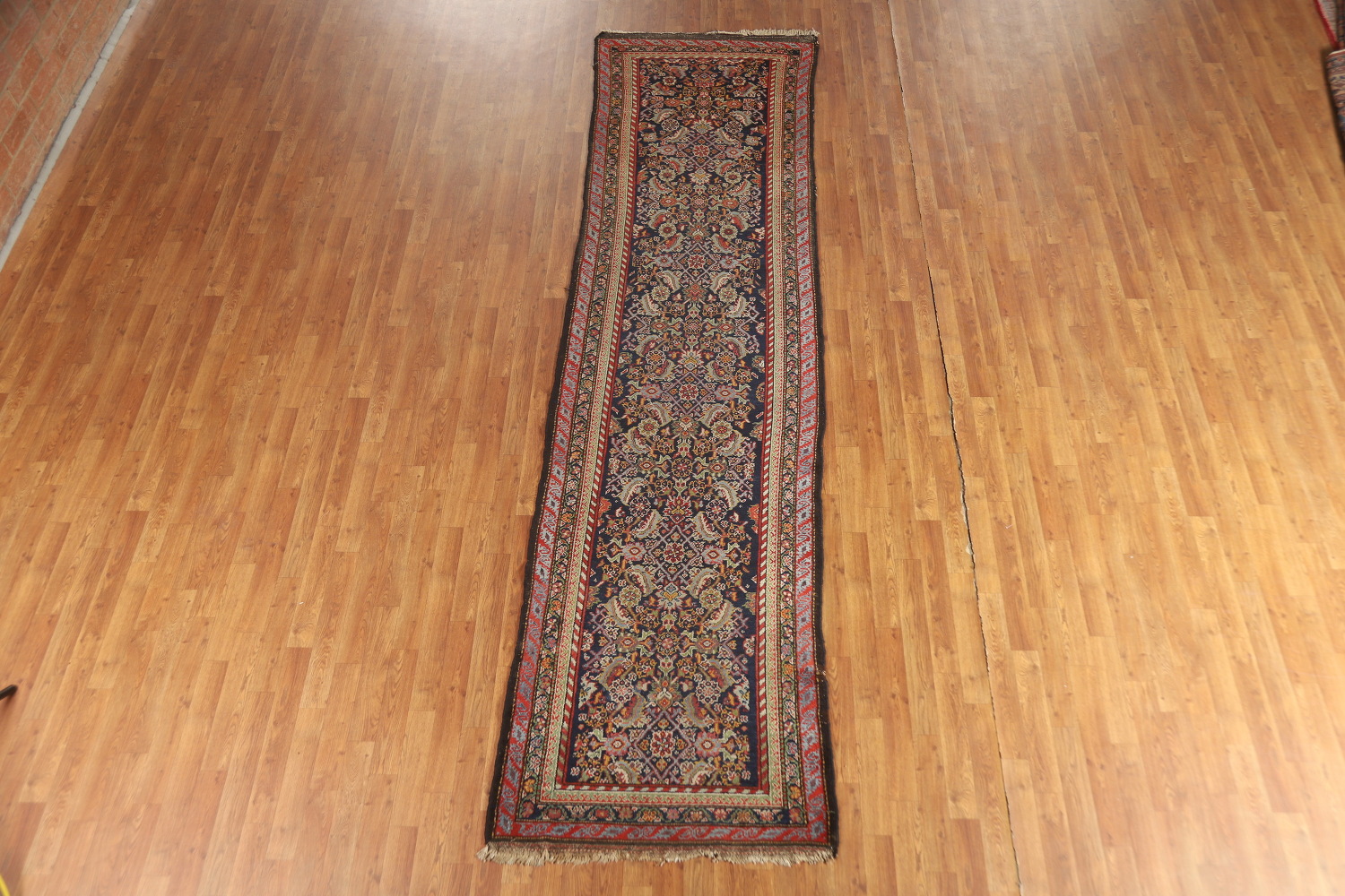 Pre-1900 Antique Vegetable Dye Malayer Persian Runner Rug 3x13