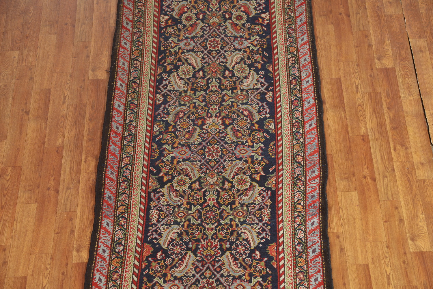 Pre-1900 Antique Vegetable Dye Malayer Persian Runner Rug 3x13