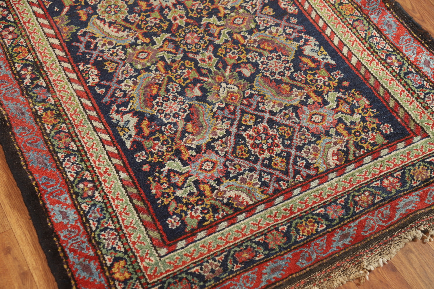 Pre-1900 Antique Vegetable Dye Malayer Persian Runner Rug 3x13