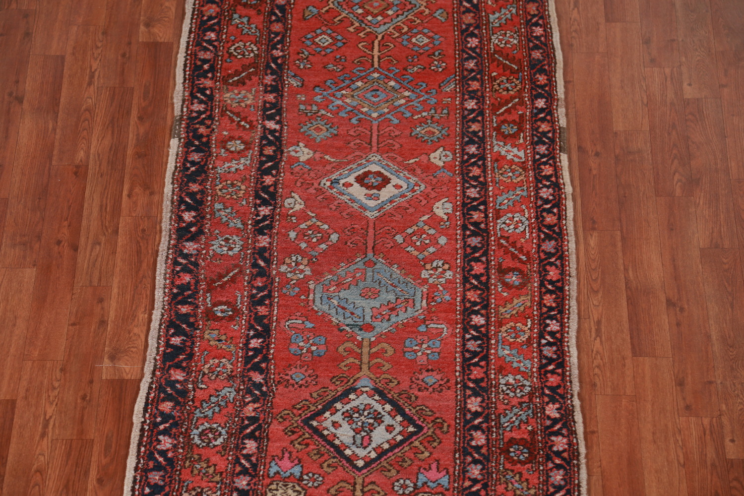 Antique Vegetable Dye Heriz Serapi Persian Runner Rug 3x12