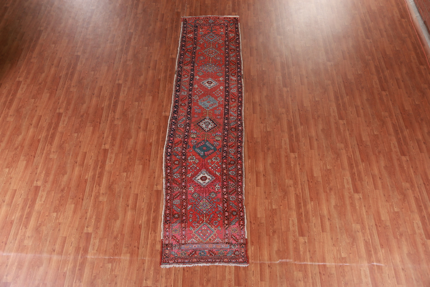 Antique Vegetable Dye Heriz Serapi Persian Runner Rug 3x12