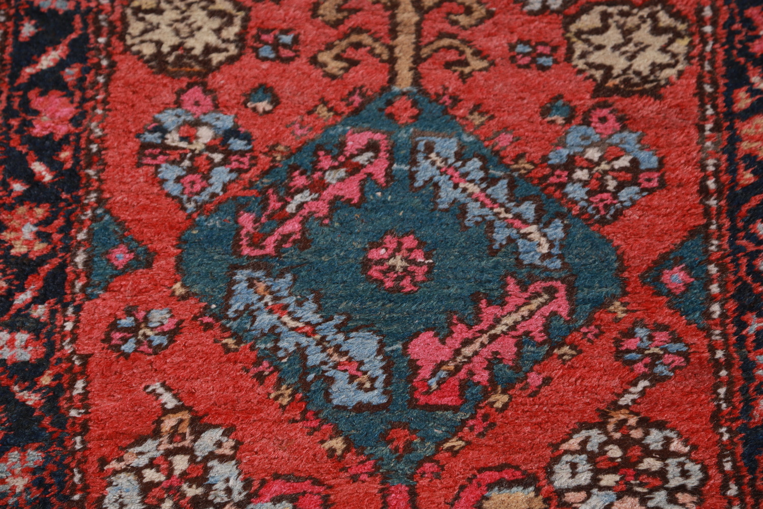 Antique Vegetable Dye Heriz Serapi Persian Runner Rug 3x12