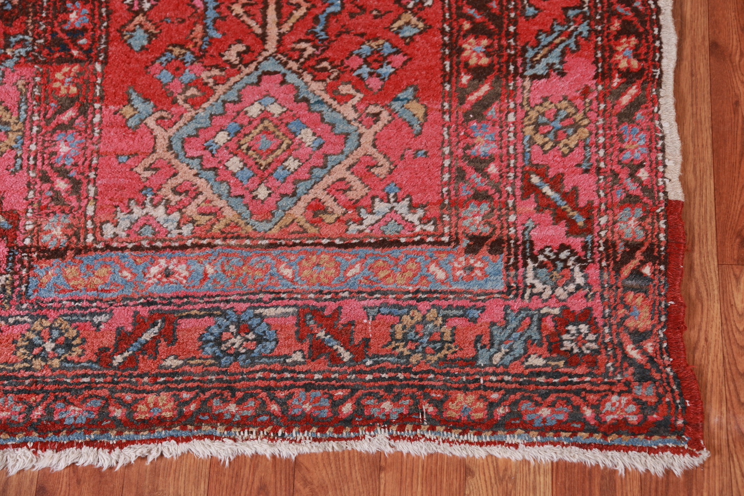 Antique Vegetable Dye Heriz Serapi Persian Runner Rug 3x12