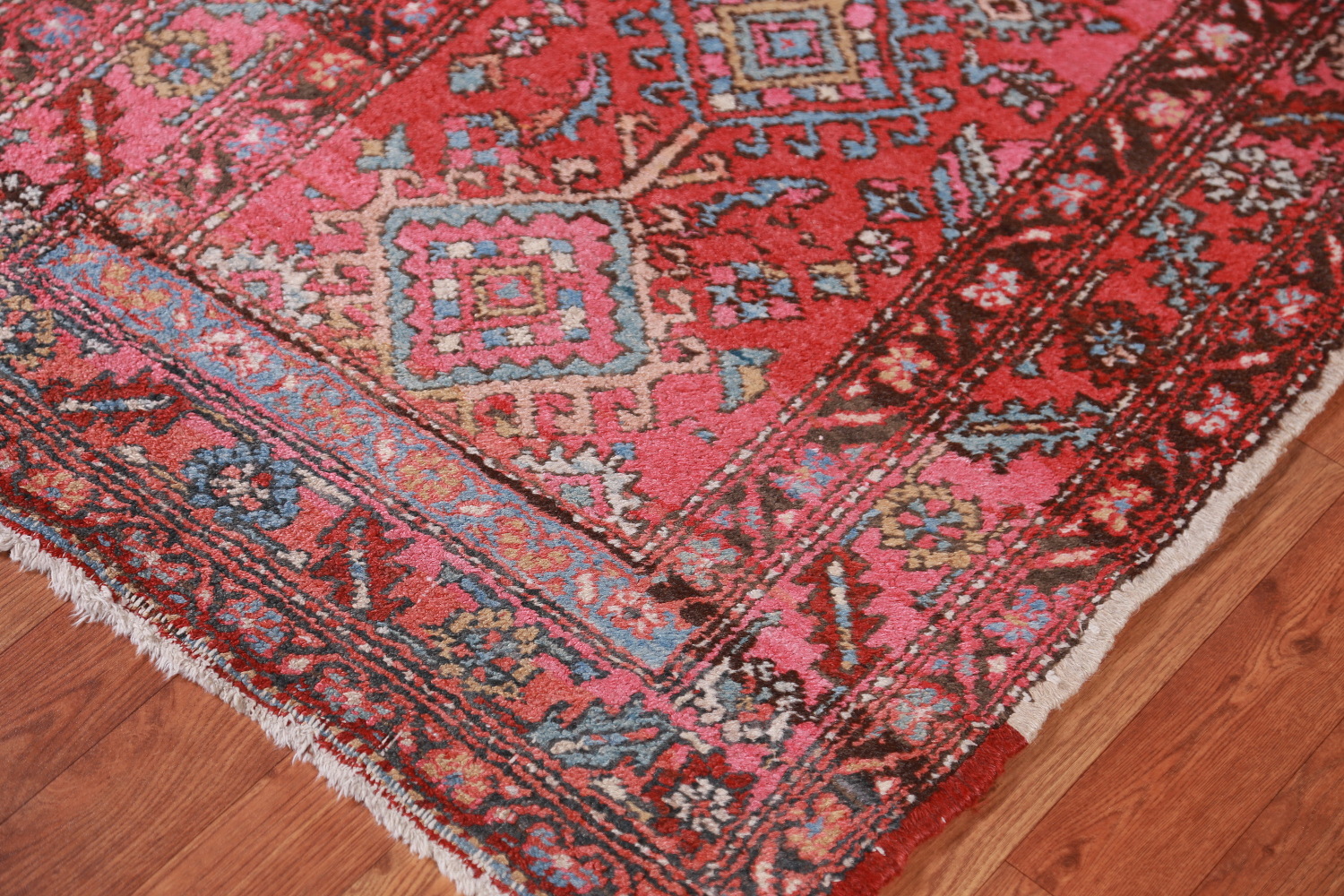 Antique Vegetable Dye Heriz Serapi Persian Runner Rug 3x12