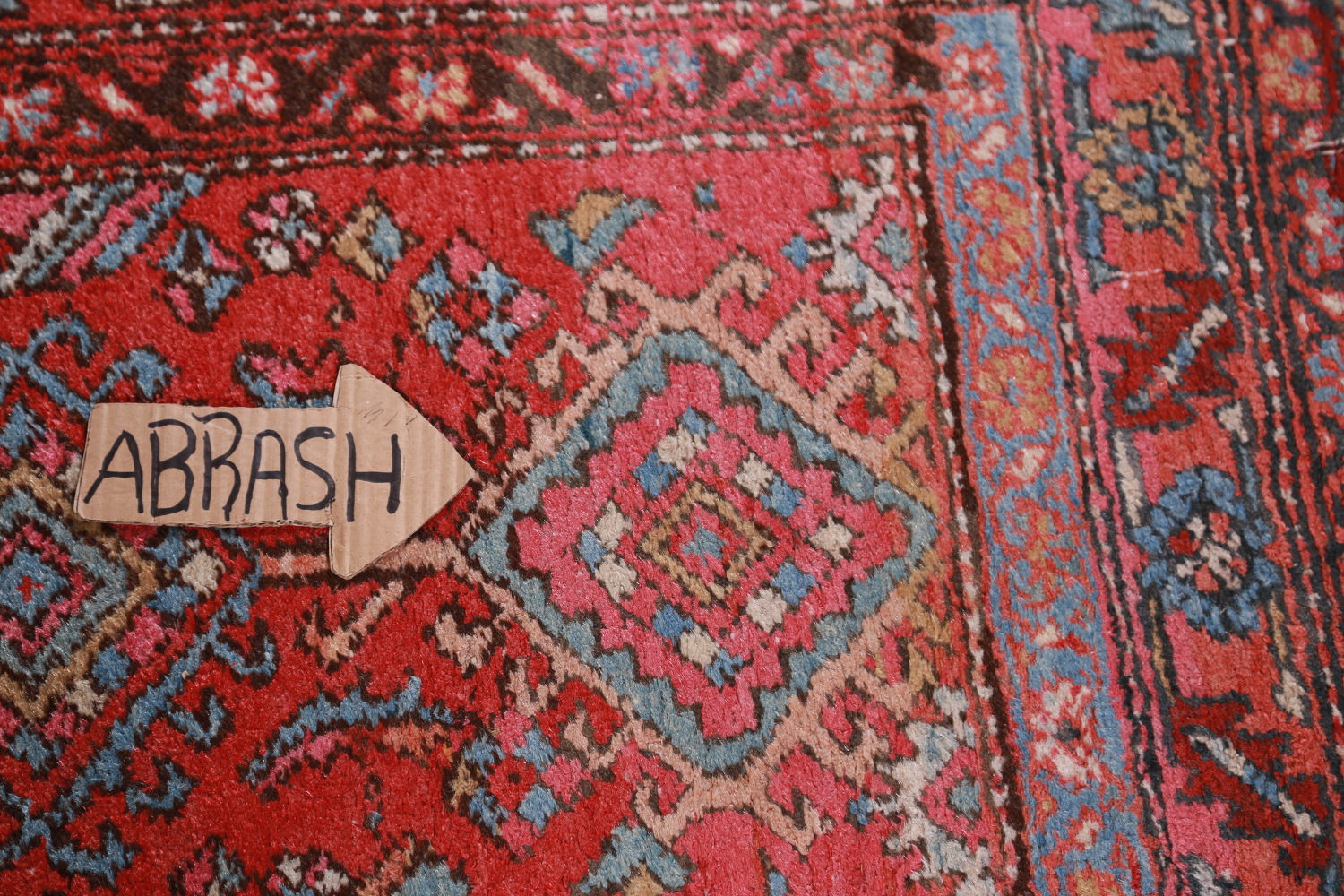Antique Vegetable Dye Heriz Serapi Persian Runner Rug 3x12