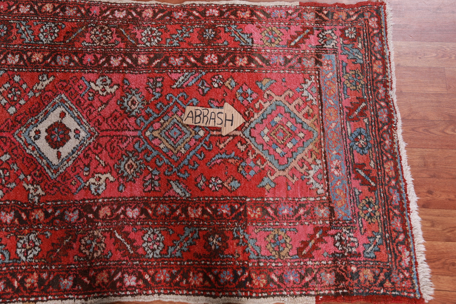 Antique Vegetable Dye Heriz Serapi Persian Runner Rug 3x12