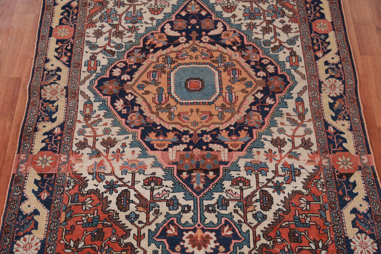 Pre-1900 Vegetable Dye Sarouk Farahan Persian Rug 4x7