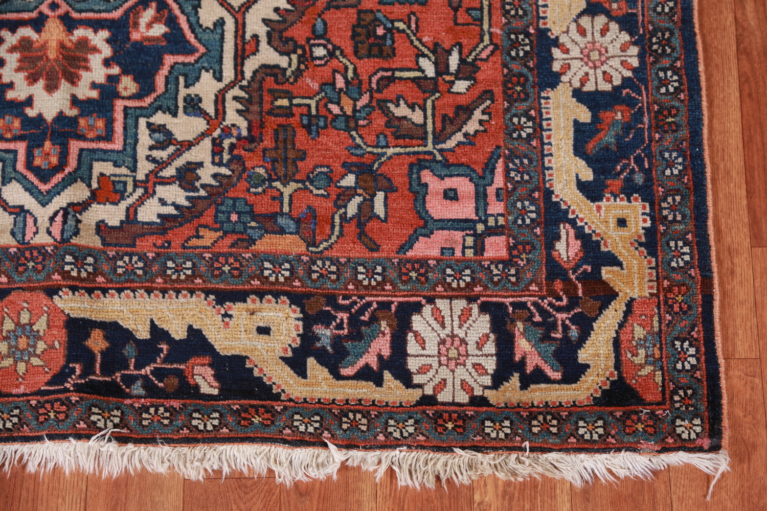 Pre-1900 Vegetable Dye Sarouk Farahan Persian Rug 4x7