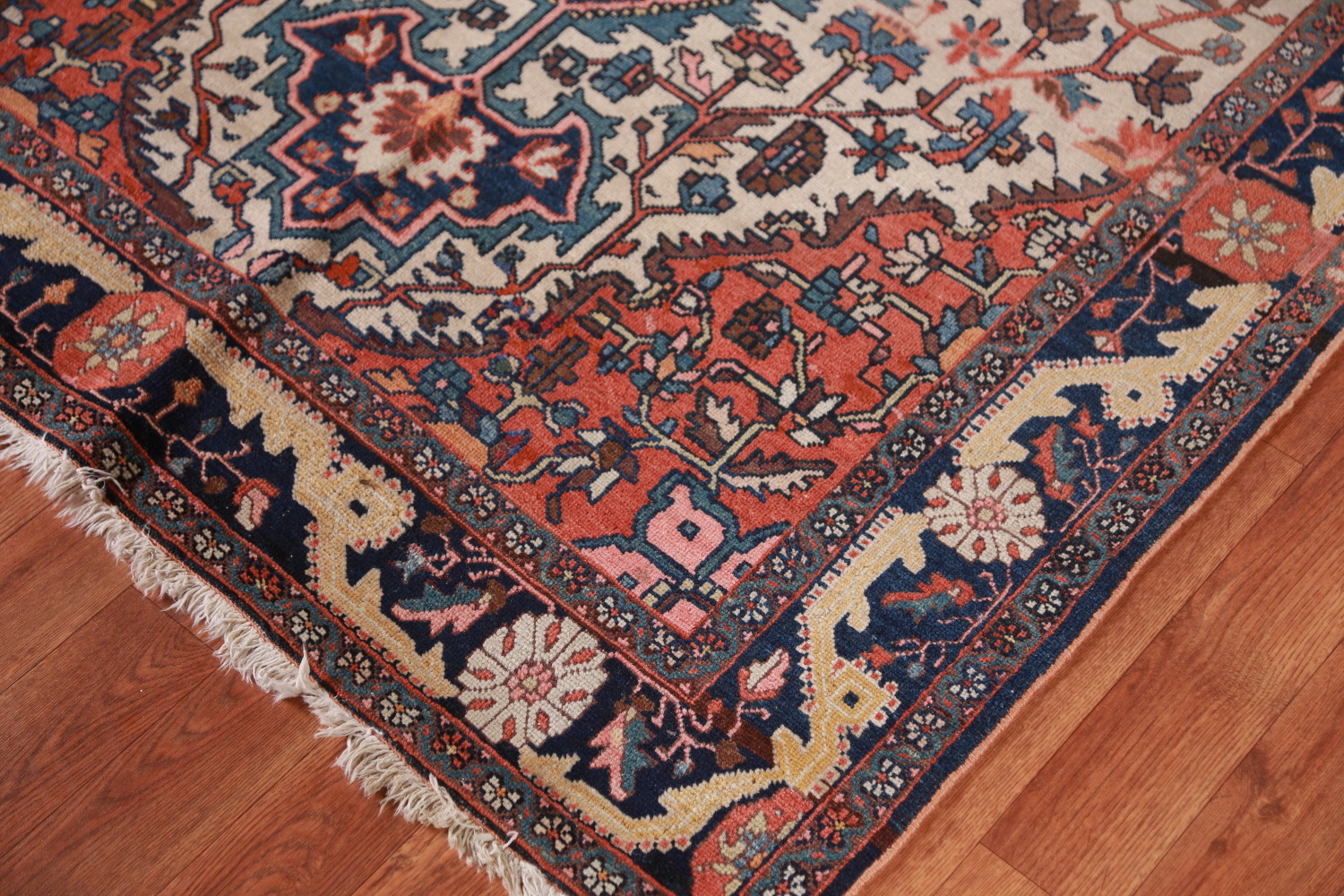 Pre-1900 Vegetable Dye Sarouk Farahan Persian Rug 4x7