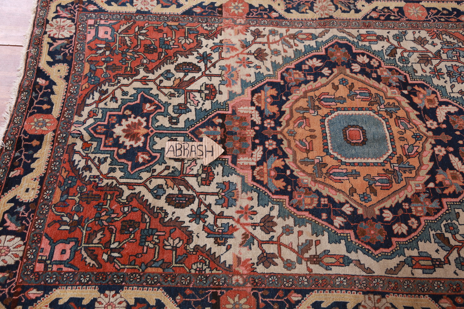 Pre-1900 Vegetable Dye Sarouk Farahan Persian Rug 4x7