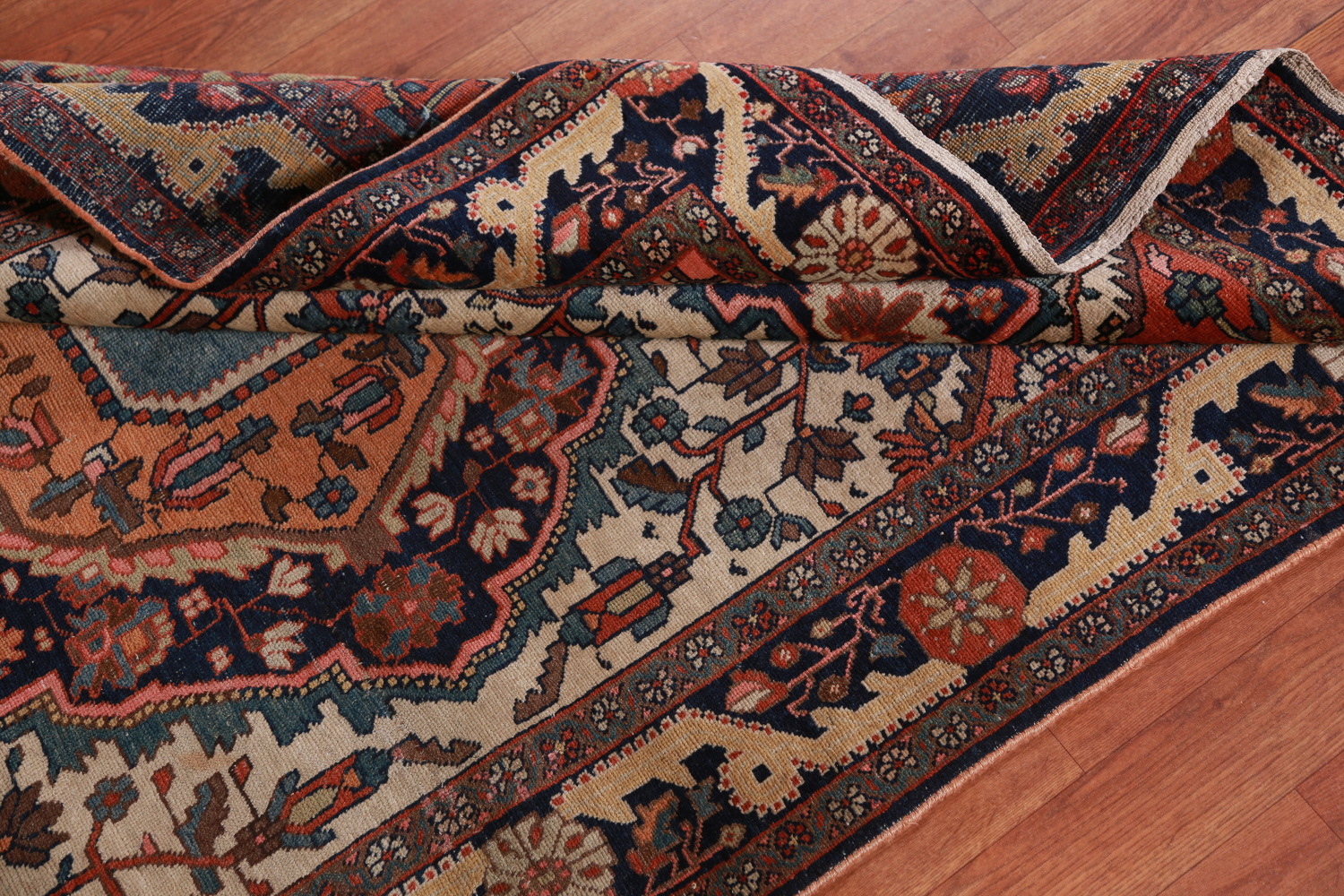 Pre-1900 Vegetable Dye Sarouk Farahan Persian Rug 4x7