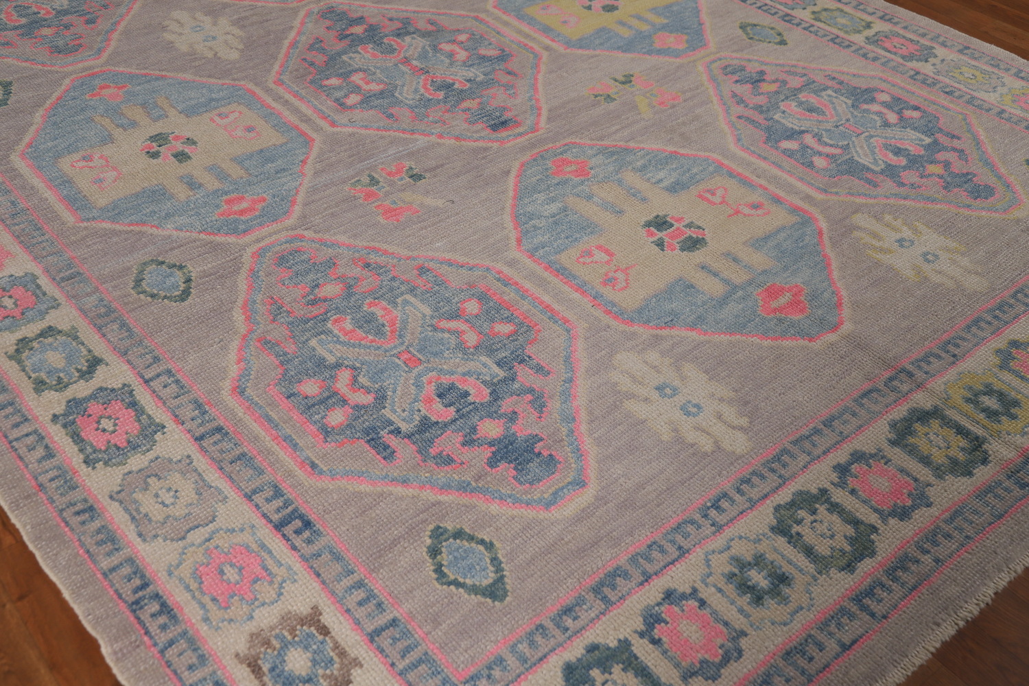 Light Purple Handmade Oushak Vegetable Dye Area Rug 8x11
