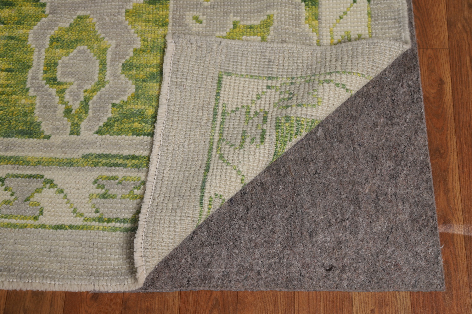 Gray & Green Floral Oushak Vegetable Dye Large Rug 9x14