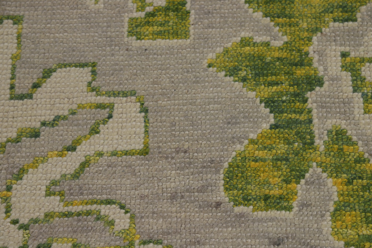 Gray & Green Floral Oushak Vegetable Dye Large Rug 9x14