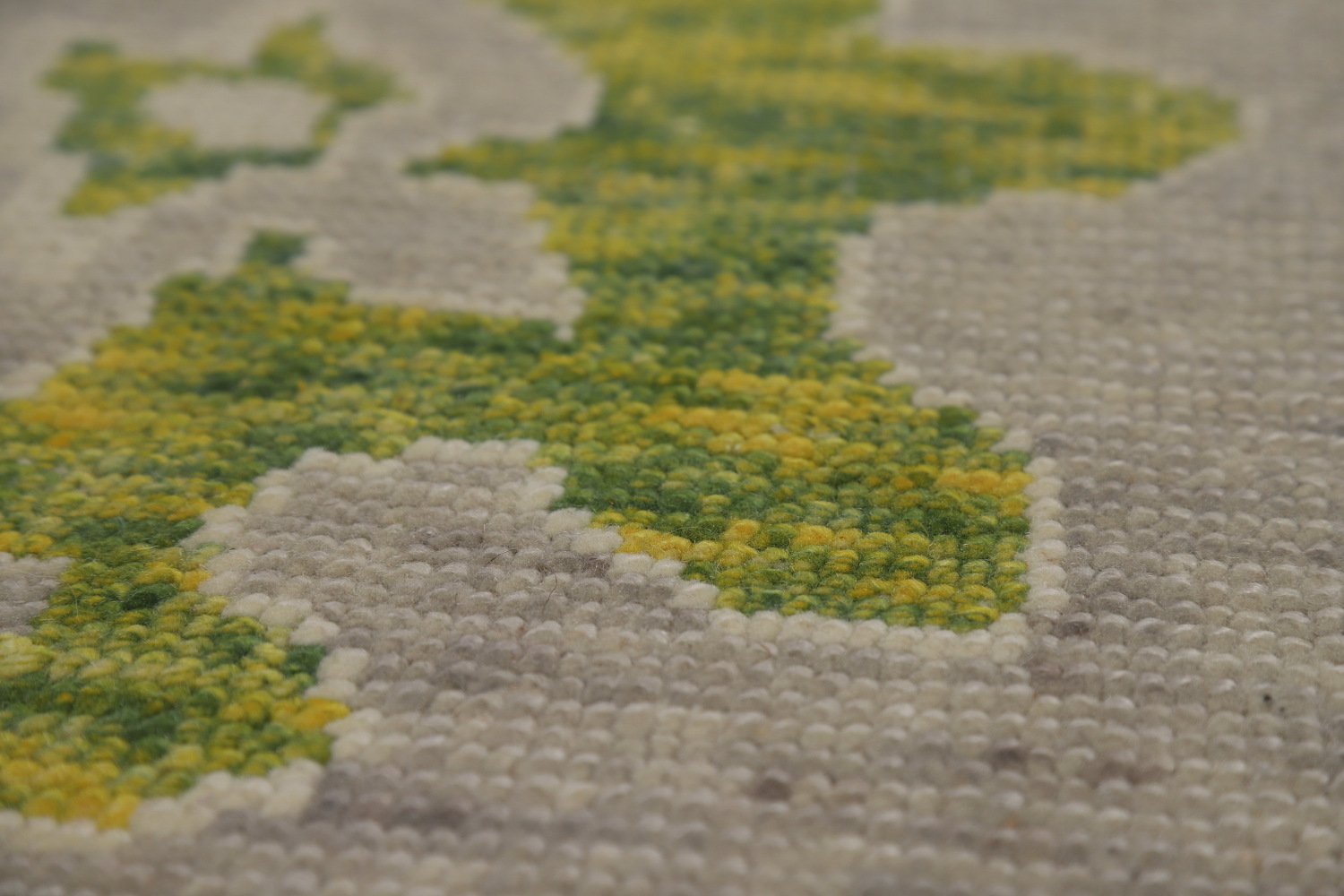 Gray & Green Floral Oushak Vegetable Dye Large Rug 9x14