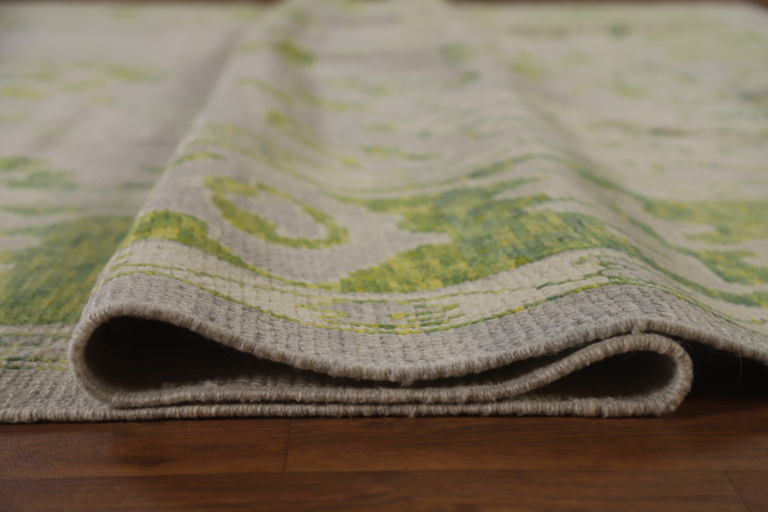 Gray & Green Floral Oushak Vegetable Dye Large Rug 9x14