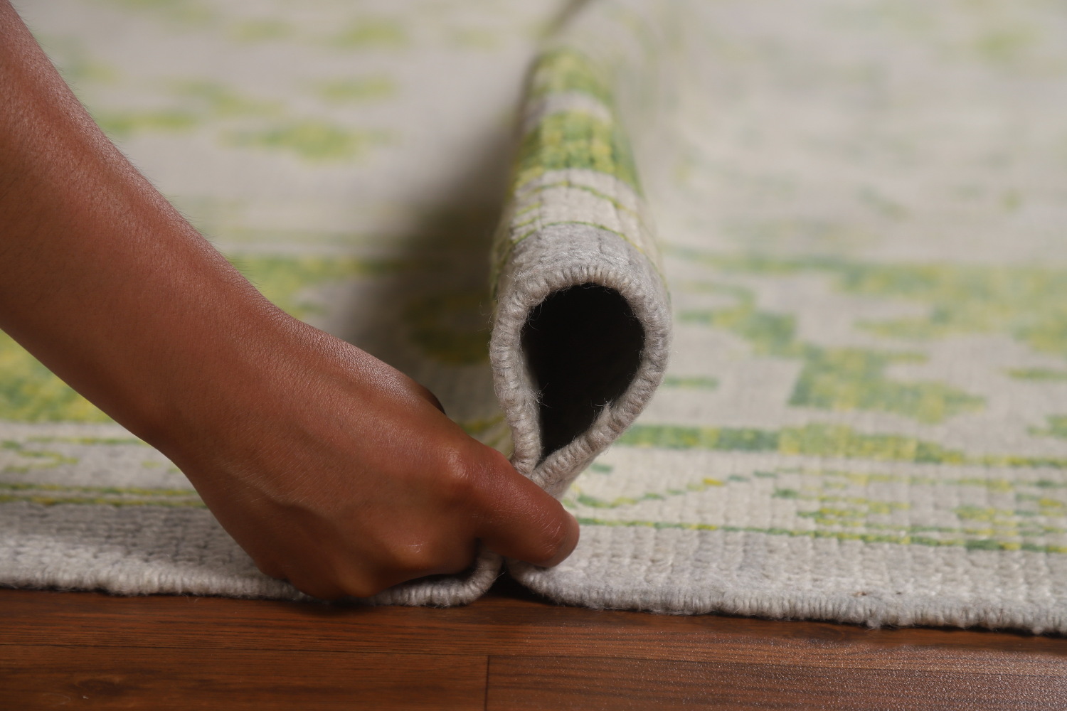 Gray & Green Floral Oushak Vegetable Dye Large Rug 9x14