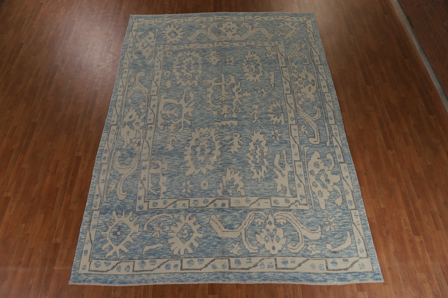 Handmade Blue Oushak Vegetable Dye Area Rug 9x13