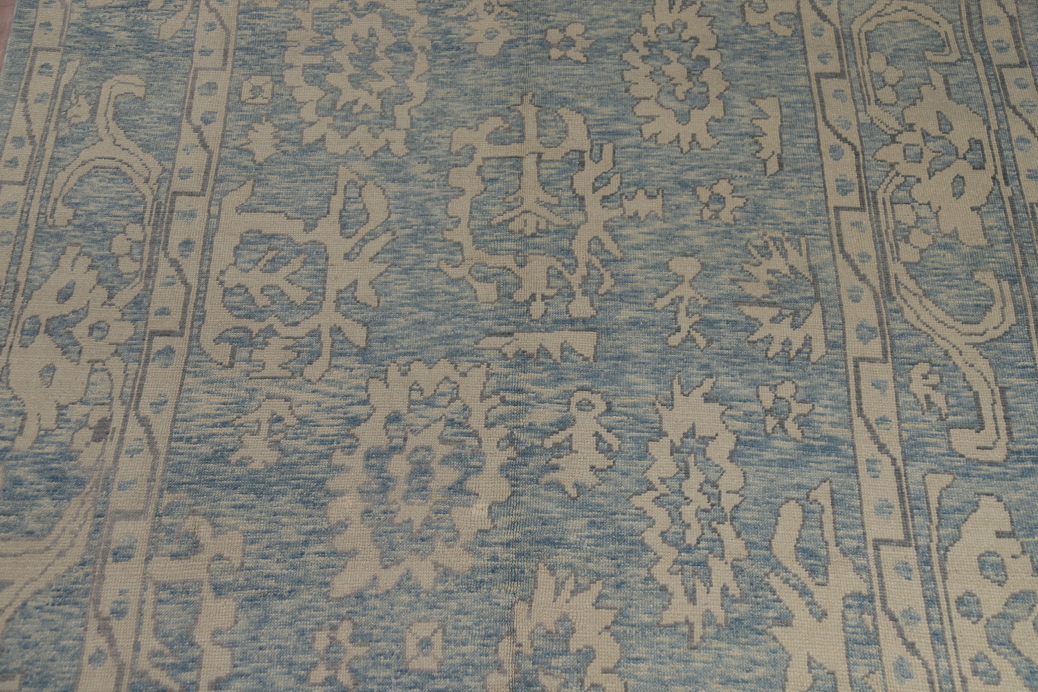 Handmade Blue Oushak Vegetable Dye Area Rug 9x13