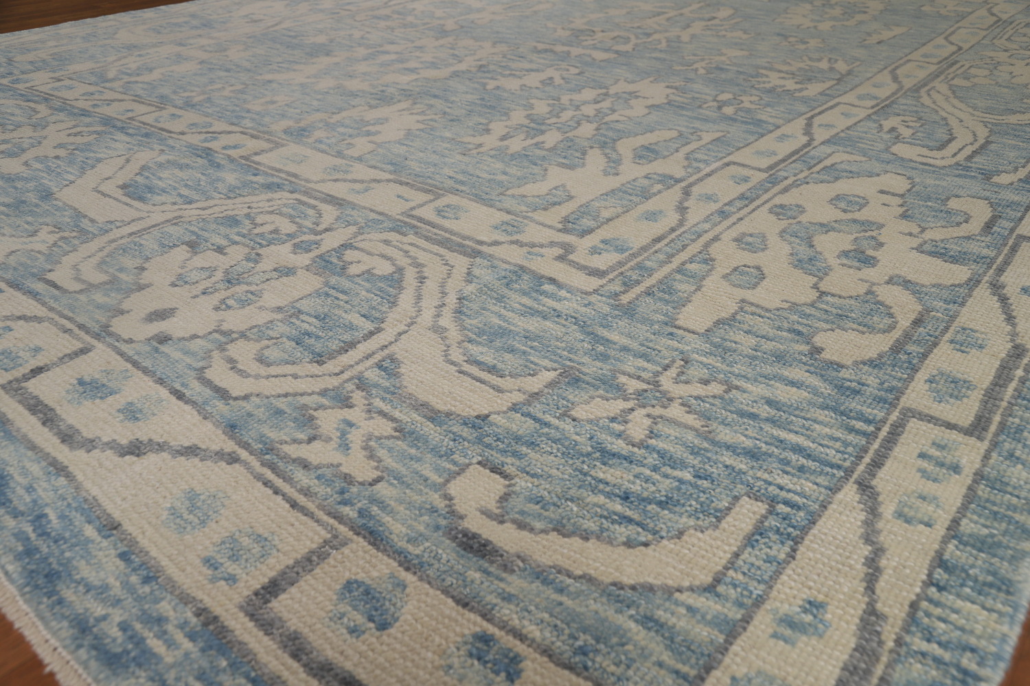 Handmade Blue Oushak Vegetable Dye Area Rug 9x13