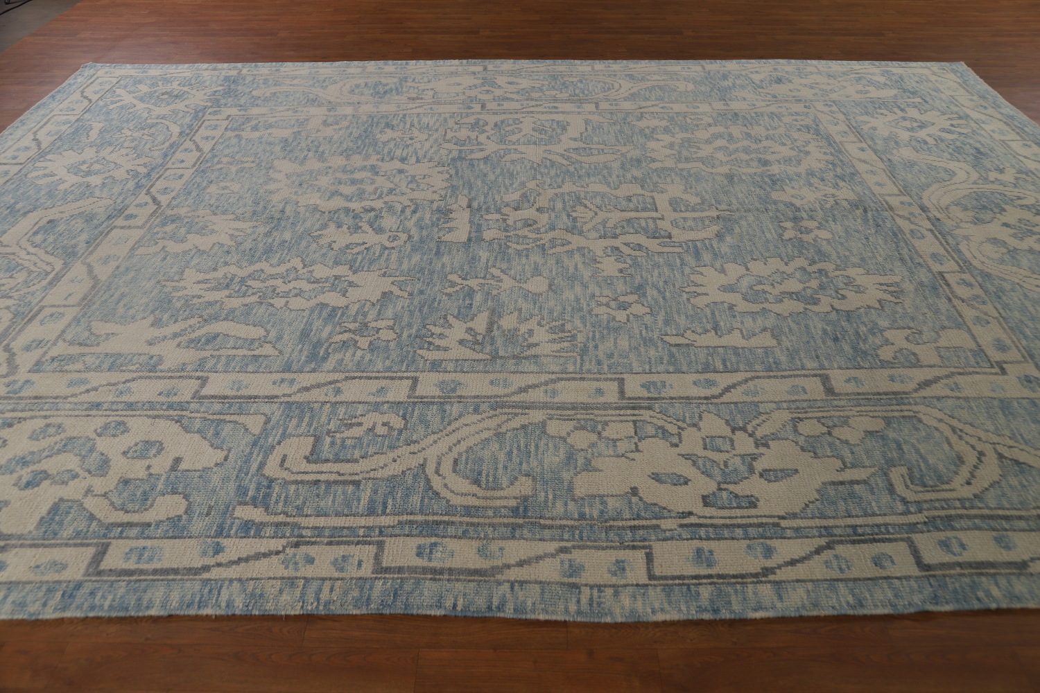 Handmade Blue Oushak Vegetable Dye Area Rug 9x13