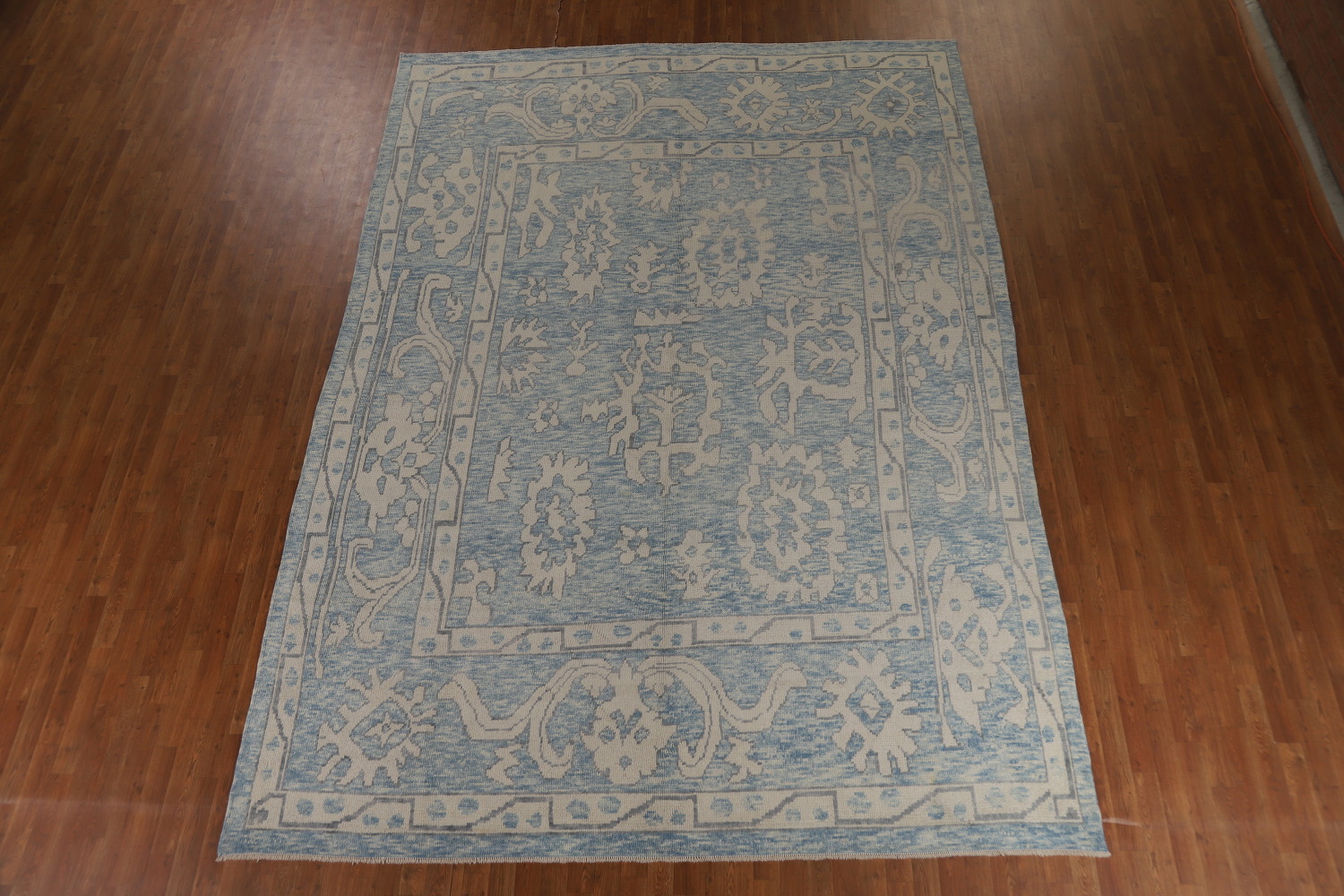 Handmade Blue Oushak Vegetable Dye Area Rug 9x13