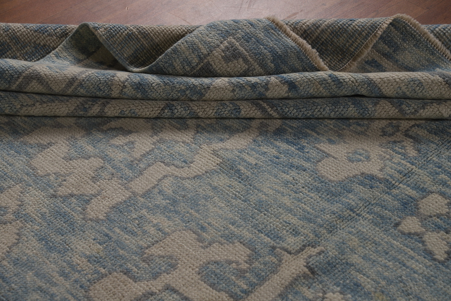 Handmade Blue Oushak Vegetable Dye Area Rug 9x13