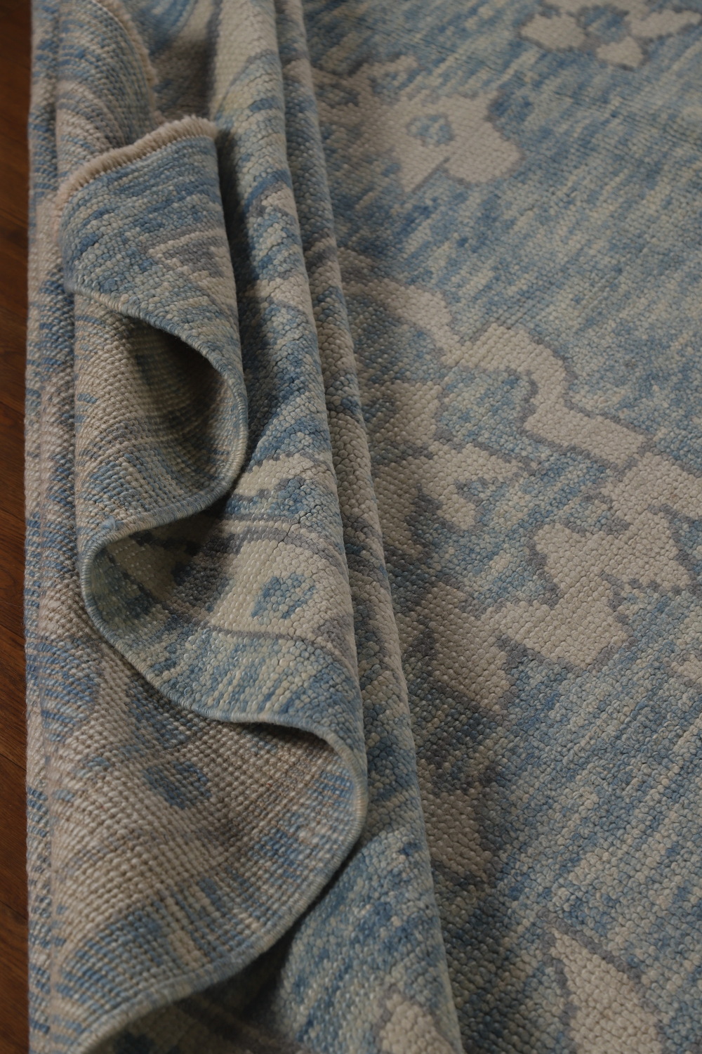 Handmade Blue Oushak Vegetable Dye Area Rug 9x13